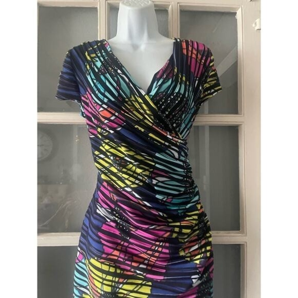 Joseph Ribkoff Ruched Multicolored Dress - Picture 5 of 7